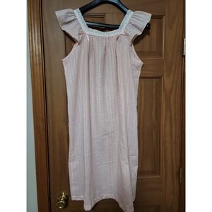 Vintage Nightgown Embellishments Pink Lace Crinkle Quilted Size Medium Large ?